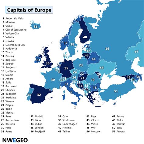 Europe map: capitals - NWEGEO