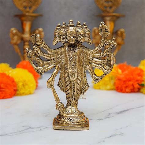 Brass Standing Panchmukhi Hanuman Statue 5 Inch – StatueStudio