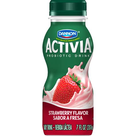 Dannon Activia Yogurt Drink, Strawberry, 7 Ounce Lowfat Probiotic ...