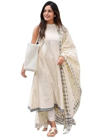 Buy GoSriKi Women's Rayon Viscose Solid Anarkali Kurta with Pant ...