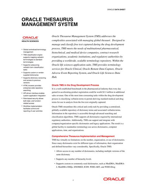 Oracle Thesaurus Management System (TMS) | PDF