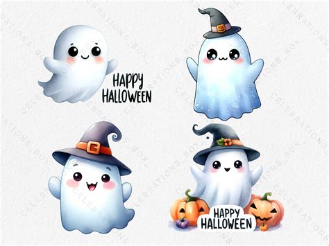 Cute Ghost Halloween Clipart Graphic by CelebrationsBoxs · Creative Fabrica