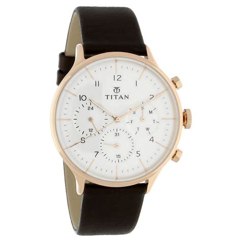 Buy Online Titan Quartz Multifunction White Dial Leather Strap Watch ...