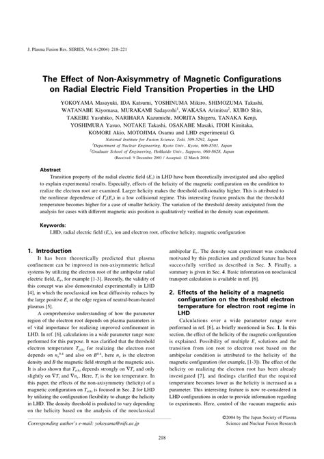 (PDF) The Effect of Non-Axisymmetry of Magnetic Configurations on ...
