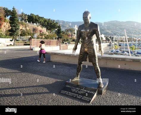 Funchal, Portugal. 15th Mar, 2023. A bronze statue of Cristiano Ronaldo, multiple world ...