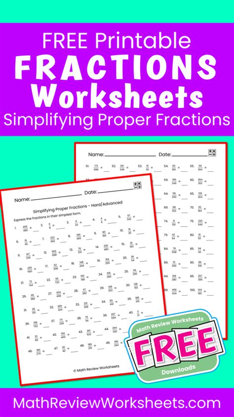 Image result for Simplifying Proper Fractions Worksheet
