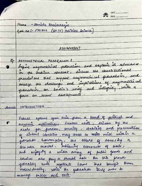 Assignment- Indian Constitution( Asymmetrical Federalism) - ~ I m I f ...