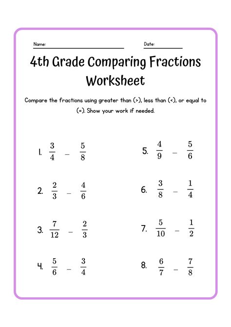 Image result for Comparing Fractions Word Problems Worksheet