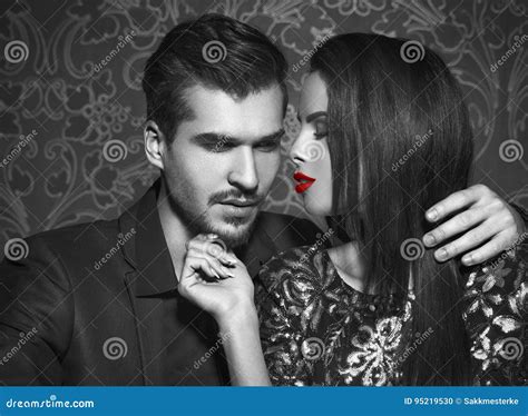 Romantic Woman Seducing Young Stylish Rich Man Stock Photo - Image of ...