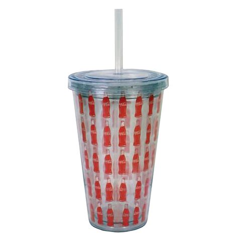 Buy Coca-Cola 17.5 oz Double Wall Tumbler with Straw, Coke Logo ...