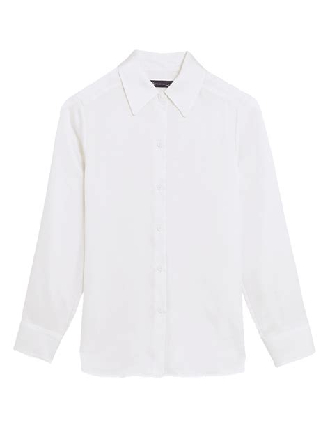 Buy Satin Collared Long Sleeve Shirt at Marks & Spencer