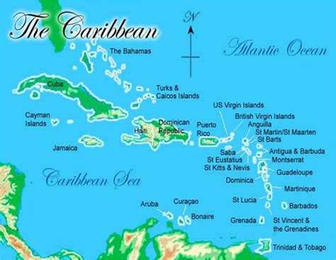 The Caribbean map. | Caribbean islands map, Carribean islands, Caribbean islands
