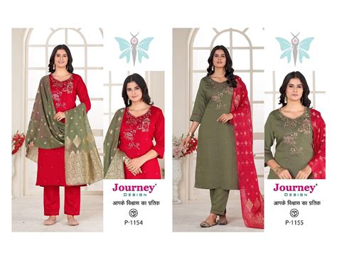 P 1154-1155 Journey Design Silk Readymade Pant Style Suits Exporter ...