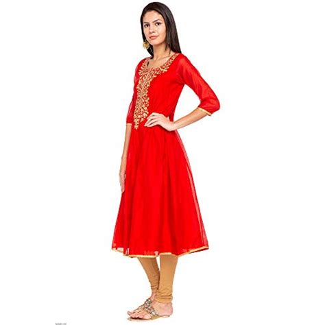 Buy Kashish by Shoppers Stop Womens Round Neck Embroidered Kurta_Red_XX ...