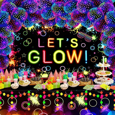 57 Pcs Let Glow Neon Party Supplies Including Glow in the Dark ...