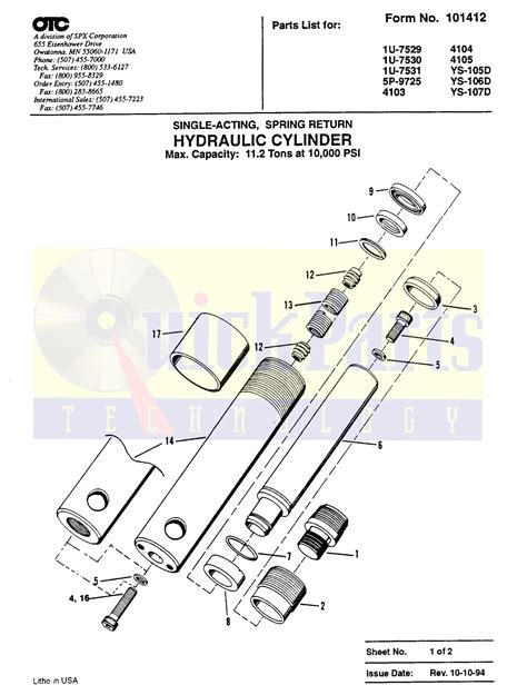 OTC Drawings | Lazzar's Floor Jack & Hydraulic Cylinder Repair Part ...