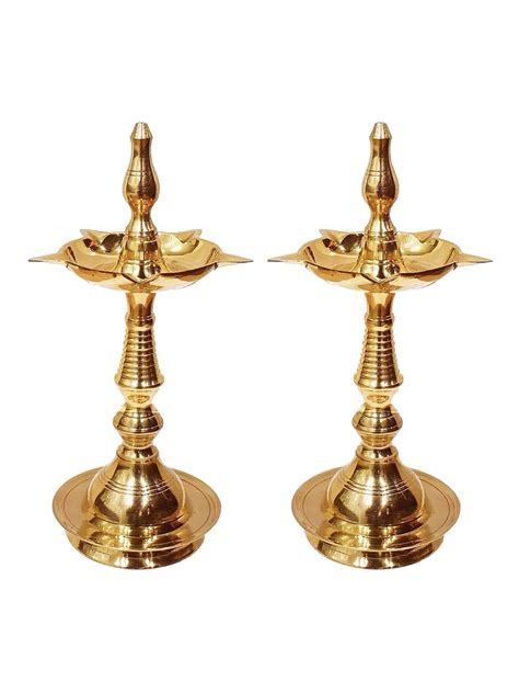 Buy TIED RIBBONS 10 Inch Kerela Stand Samai Brass Diyas Set of 2 ...