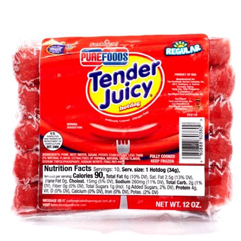 San Miguel Purefoods - Tender Juicy Hotdog - Regular - 10 Pieces - 12 ...
