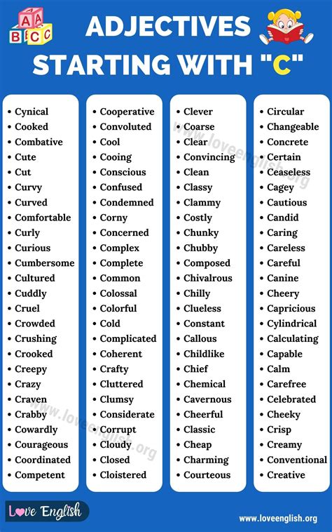Adjectives That Start With C