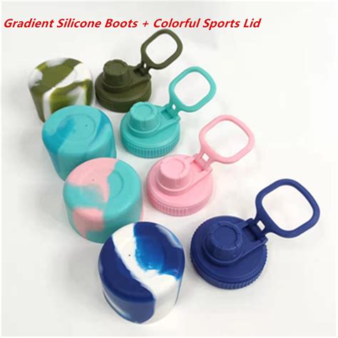 (1 Set) Gradient Silicone Boots and Colorful Sports Lid for Hydro Flask ...