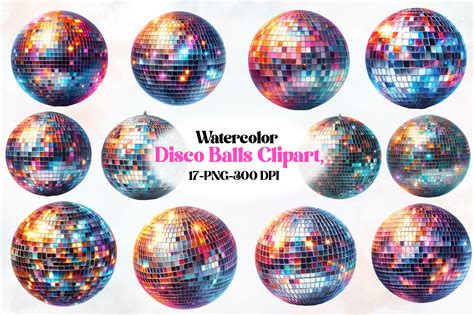 Watercolor Disco Balls Clipart, Graphic by Designworld · Creative Fabrica