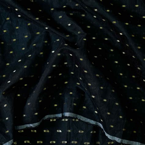 Chanderi Drak Grey With Golden Zari Woven Fabric – Sanskruti