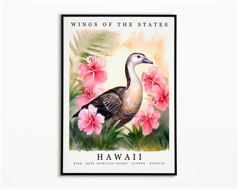 Hawaii State Bird Nene hawaiian Goose and State Flower - Etsy