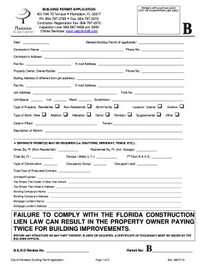 Plantation Building Permit - Fill Online, Printable, Fillable, Blank ...