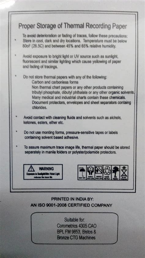 CARDIOPOINT CTG PAPER, PACK OF 10 NOS, 151mm X 90mm X 150 SHEETS FOR ...