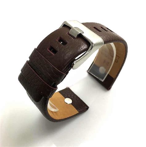 Seiko Compatible Brown Leather Strap Replacement Watch Band Silver ...