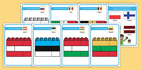 European Flags Copy the Building Block Model Challenge Cards