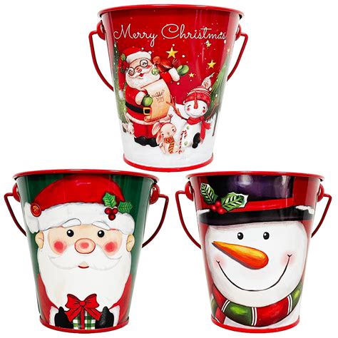 Amazon.com: Fllamo 3 PCS Mini Christmas Decorative Buckets Winter ...