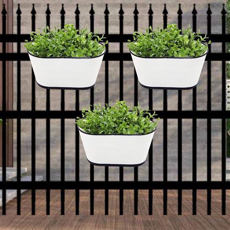 ecofynd 10 inches Raven Balcony Railing Planter, Hanging Flower Pots ...
