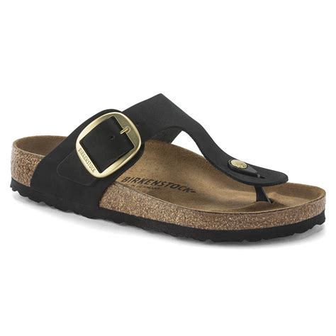 Gizeh Big Buckle Nubuck Leather Black | BIRKENSTOCK