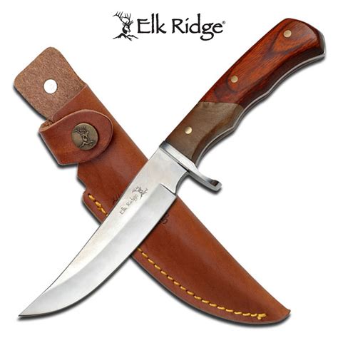 Elk Ridge Wooden handle hunting knife with Sheath-6R1-ER-085