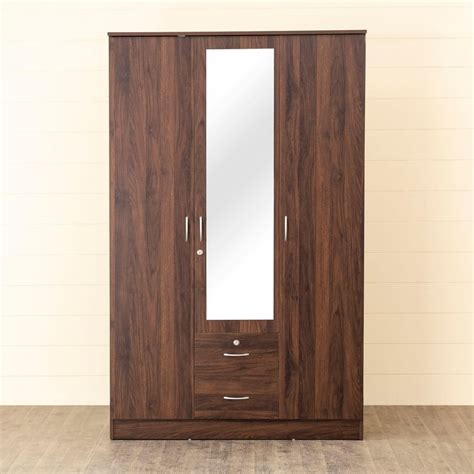 Buy Helios Lewis 3-Door Wardrobe with Mirror and Drawers - Brown from ...