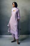 Buy Purple Chanderi, Handwoven Tissue V Neck Kurta And Pant Set For ...