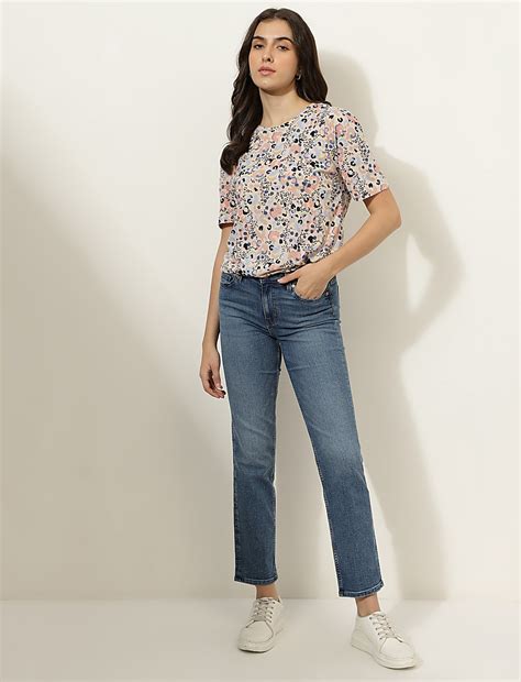 Buy Straight Fit Cotton Blend Jeans at Marks & Spencer
