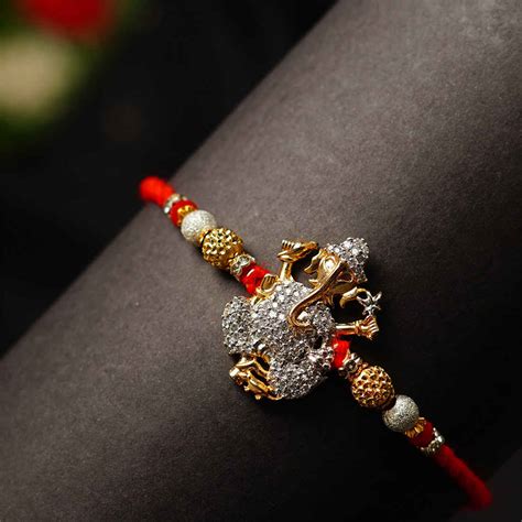 Buy Online Crystal Embellished Shri Ganesh Religious Rakhi ...
