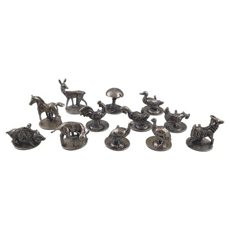 12 Solid Silver Place Cards Holders at 1stDibs