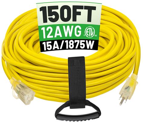 POWGRN 150 ft 12/3 Outdoor Extension Cord Waterproof Heavy Duty with ...