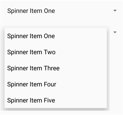 Android Spinner Example 的图像结果