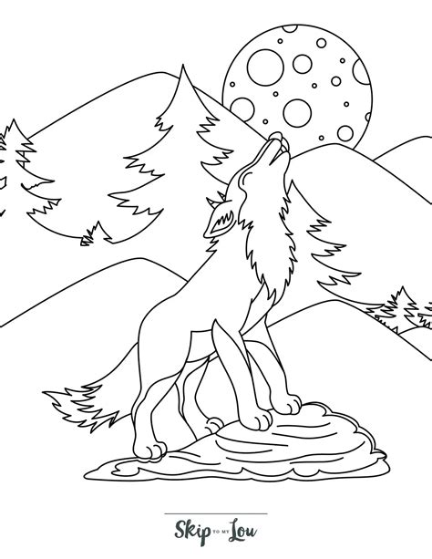 Wolf couple at night coloring page download print online coloring pages ...