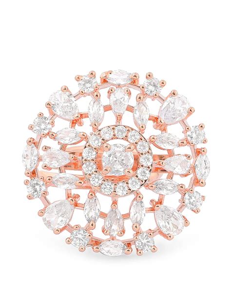 ZAVERI PEARLS Rose Gold Dazzling Cubic Zirconia Party Bling Statement ...