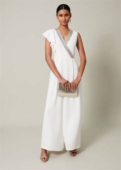 Alexis White Beaded Jumpsuit | Phase Eight UK