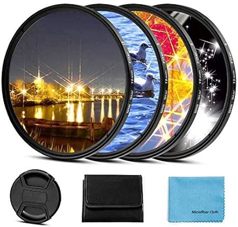 Buy 62mm Star Filter 4 Pieces Starburst Lens Filter(4 Points,6 Points,8 ...