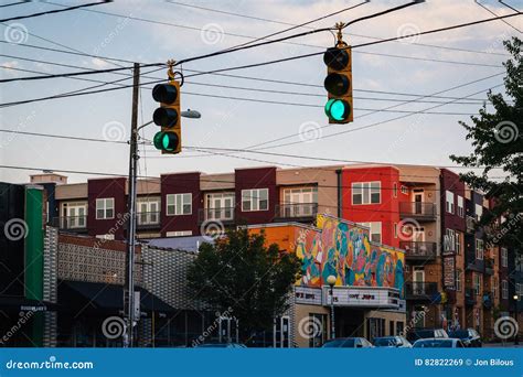 Traffic Lights and Buildings in NoDa, Charlotte, North Carolina ...