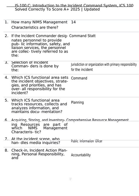 IS-100.C: Introduction to the Incident Command System, ICS 100 Solved ...