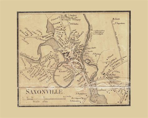 Saxonville, Framingham Massachusetts 1856 Old Town Map Custom Print ...