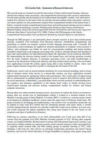 Image result for Research Interest Statement Example